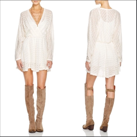 FREE PEOPLE knit dress Snug Bug ivory tassels NEW XS X-Small - Picture 7 of 7